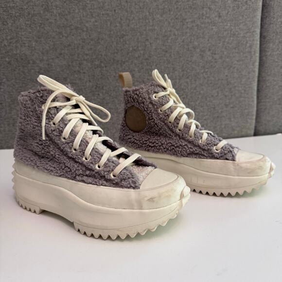 Converse Shoes Women 6 Men 4.5 Vapor Gray Run Star Hike High Sherpa - Picture 1 of 11